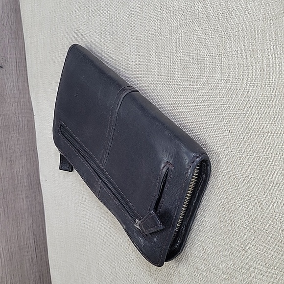 Women's Fossil Black Leather Wallet Clutch Purse - Picture 4 of 9